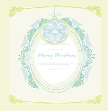 Christmas Framework style with bauble card. Stock Illustration