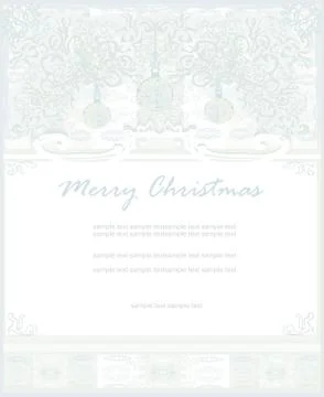 Christmas Framework style with baubles card. Stock Illustration