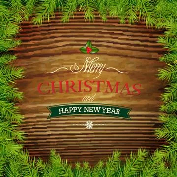 Christmas framework with wood background Stock Illustration