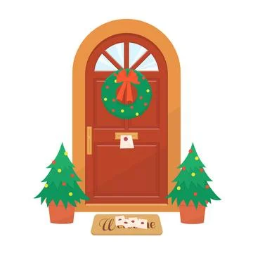 Christmas front door Stock Illustration