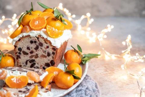 Christmas fruit cake Stock Photos