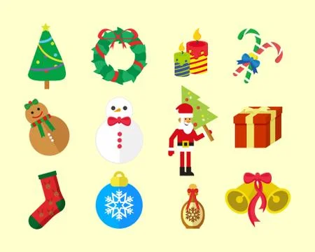 Christmas Fun Vector Icon Pack Stock Illustration