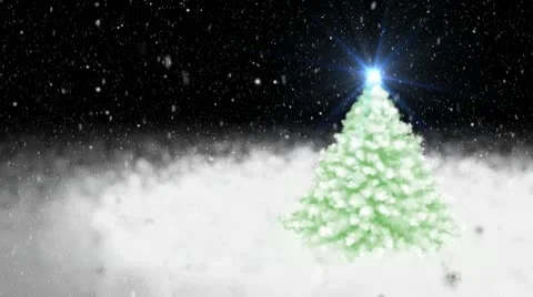 Christmas fur-tree and falling snow Stock Footage 9360799