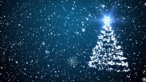 Christmas fur-tree and falling snow Stock Footage 10574434