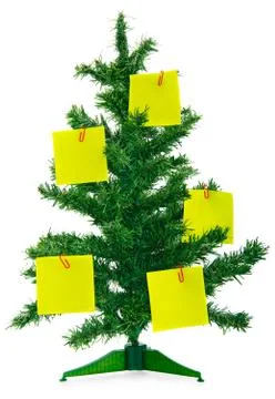 Christmas fur-tree with notes Stock Photos