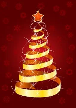 Christmas fur-tree on red background Stock Illustration