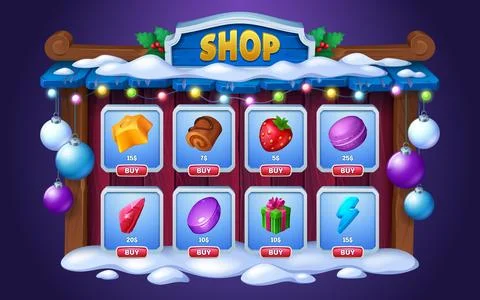Christmas game shop for user interface Ilustración de archivo