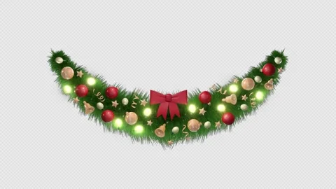 Christmas garland with decorations on alpha Stock Footage 296285586