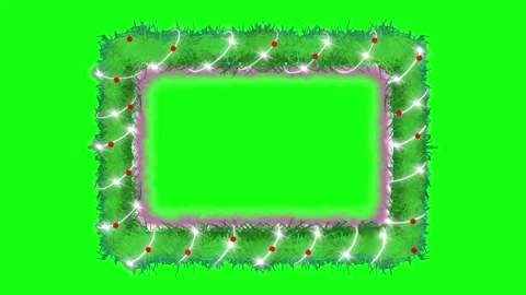 Christmas garland frame with glowing light bulbs on green screen background Stock Footage 321009638