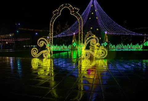 Christmas gate decor Stock Photos
