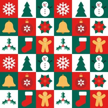 Christmas geometric Bauhaus seamless pattern Stock Illustration