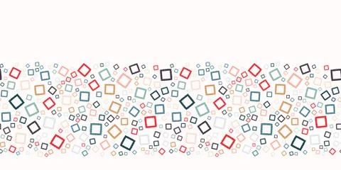 Christmas geometric falling squares confetti seamless border pattern. Hand drawn Stock Illustration