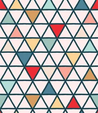 Christmas geometric triangle grid seamless pattern. Hand drawn mid century Stockillustratie