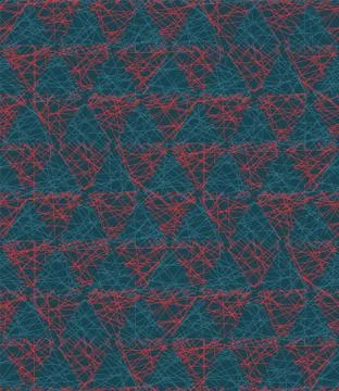 Christmas geometric triangle grid seamless pattern. Hand drawn textured vector 스톡 일러스트
