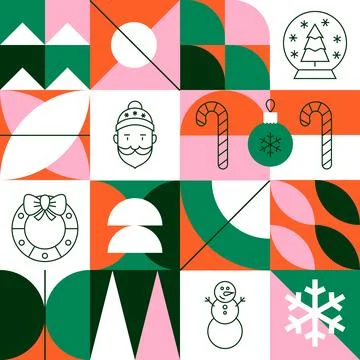 Christmas Geometrical Line Seamless Pattern Stock Illustration