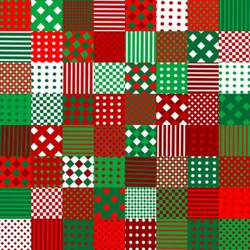Christmas geometrical pattern in patchwork style  for background, wrapping .. 库存插图