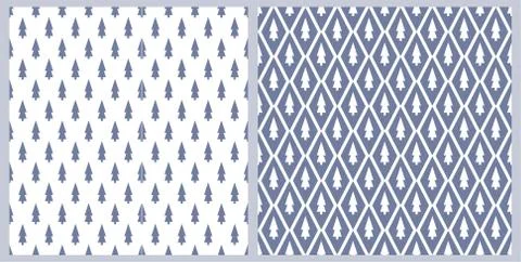 Christmas geometry seamless pattern. Blue Christmas tree stylized. Vector Stock Illustration