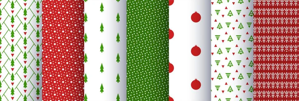 Christmas geometry seamless pattern. Set of backgrounds. Vector illustration Stock Illustration