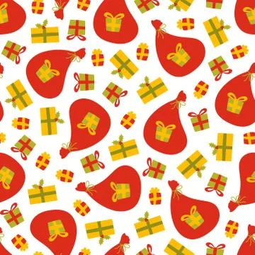 Christmas gift and bag pattern Stock Illustration