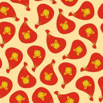 Christmas gift bag pattern on yellow background Stock-Illustration