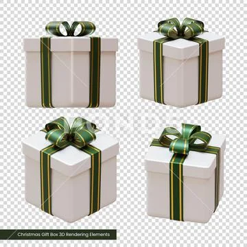 Christmas Gift Box 3D Rendering Elements PSD-Vorlage