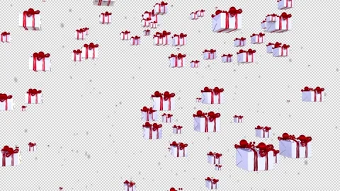 Christmas Gift Box Background Loop Alpha Stock Footage 342001142