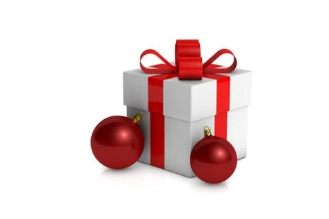 Christmas gift box with decorations Illustrazione stock