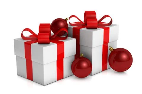 Christmas gift box with decorations Illustrazione stock