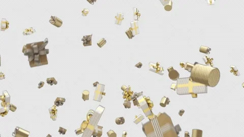 Christmas Gift Box Explosion Alpha Transition Stock Footage 320222014