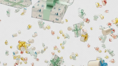 Christmas Gift Box Explosion Alpha Stock Footage 321115204