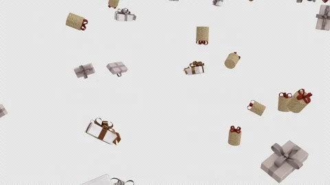 Christmas gift box fall on alpha Stock Footage 254666462