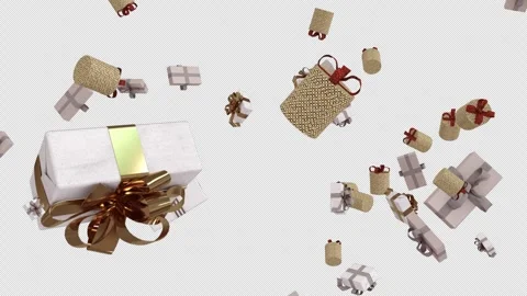 Christmas gift box fall on alpha loop Stock Footage 254666737
