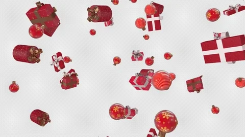 Christmas gift box fall on alpha loop Stock Footage 255354293