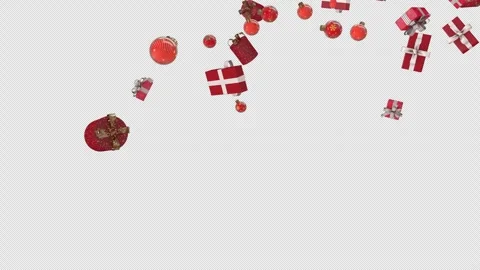 Christmas gift box fall on alpha Stock Footage 255354413