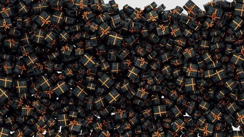 Christmas Gift Box Falling Alpha Transition Stock Footage 320674885