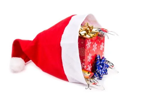 Christmas gift in box for fishers Foto stock