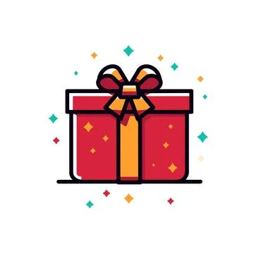 Christmas gift box, flat vector illustration Stock Illustration