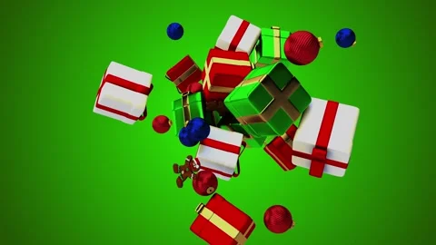 Christmas Gift Box Green Background 库存影片 290890809