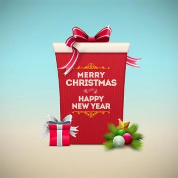 Christmas gift box message board Stock Illustration