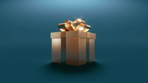 Christmas gift box opens and comes out light, 3d render Stock Footage 109617330
