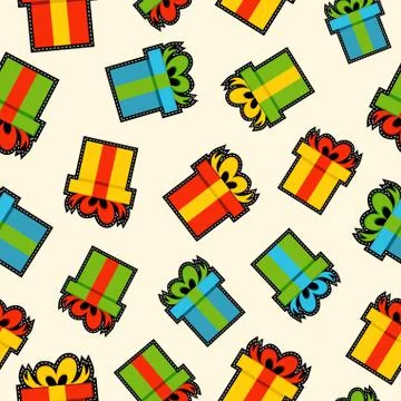 Christmas gift box patch icon pattern background 스톡 일러스트