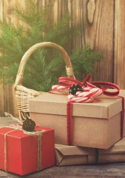 Christmas gift box Stock Photos