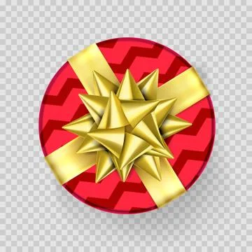 Christmas gift box present red golden ribbon bow wrapper pattern vector isola Stock Illustration