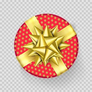 Christmas gift box present red golden ribbon bow wrapper pattern vector isola Stock Illustration