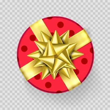 Christmas gift box present red golden ribbon bow wrapper pattern vector isola Stock Illustration