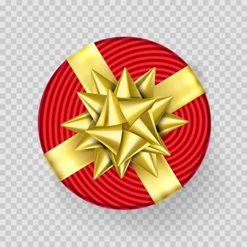 Christmas gift box present red golden ribbon bow wrapper pattern vector isola Stock Illustration