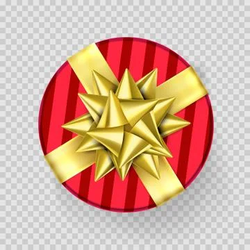Christmas gift box present red golden ribbon bow wrapper pattern vector isola Stock Illustration