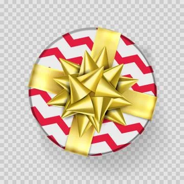 Christmas gift box present red golden ribbon bow wrapper pattern vector isola Stock Illustration