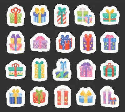 Christmas gift box set featuring present Illustrazione stock