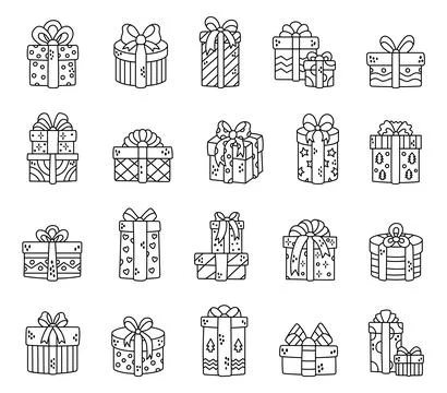 Christmas gift box set featuring present Illustrazione stock